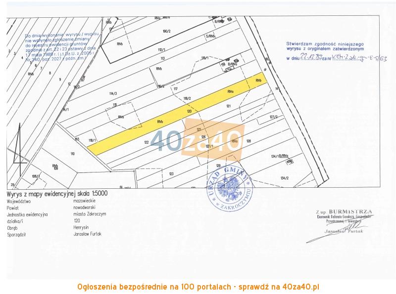 Działka na sprzedaż, 31000 m2, cena: 1 360 000,00 PLN, Zakroczym, kontakt: 608882877