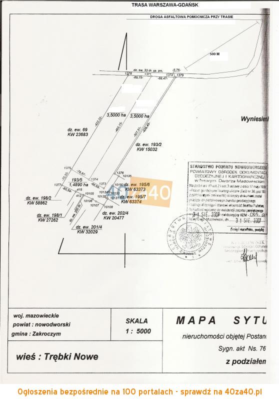 Działka na sprzedaż, 35000 m2, cena: 1 100 000,00 PLN, Zakroczym, kontakt: 608882533