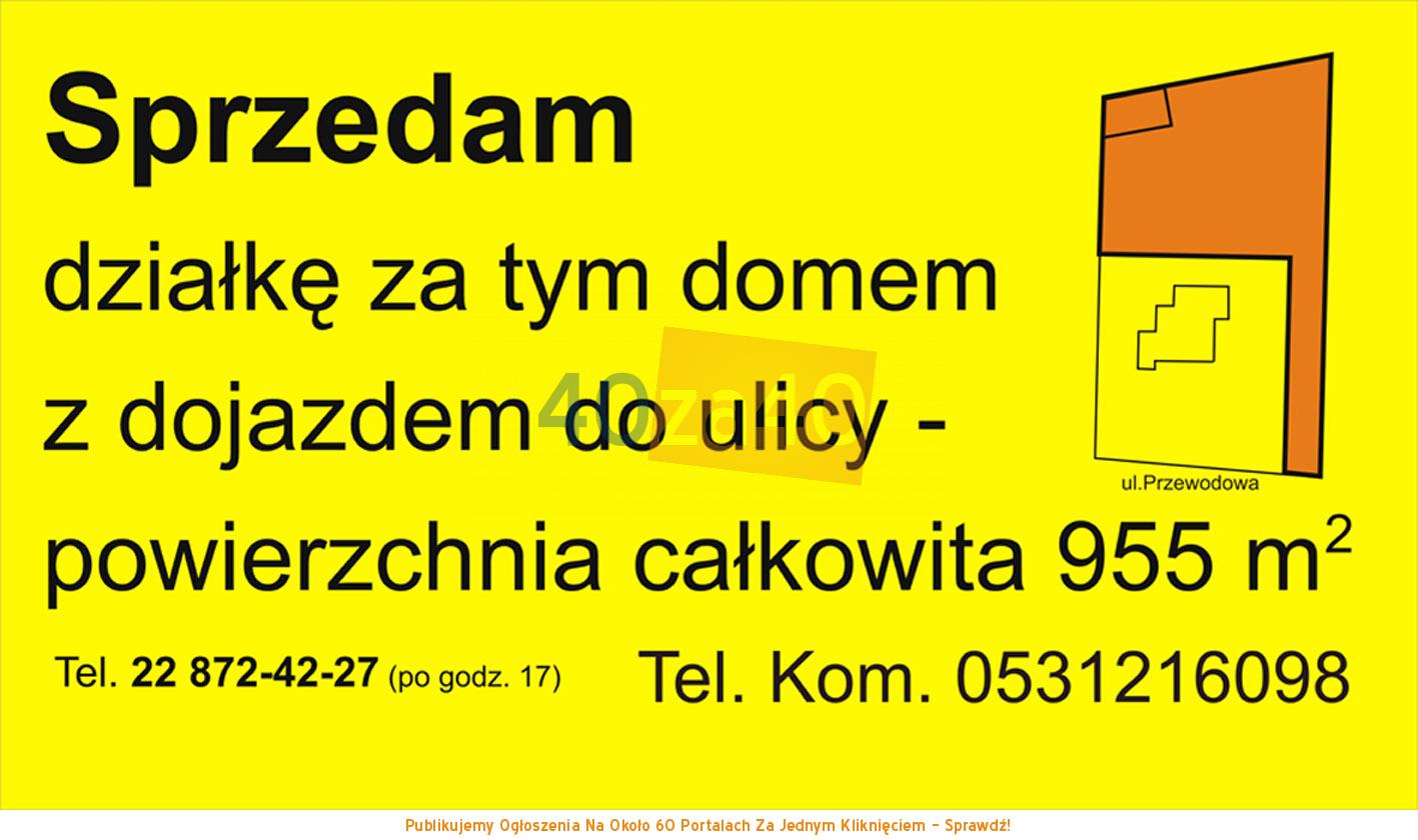 Działka na sprzedaż, 955 m2, cena: 390 000,00 PLN, Warszawa, kontakt: 531216098